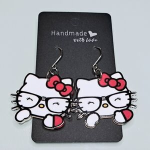Hello Kitty Earrings With Stainless Steel Ear Wires